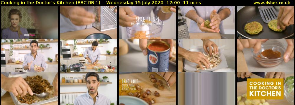 Cooking in the Doctor's Kitchen (BBC RB 1) Wednesday 15 July 2020 17:00 - 17:11