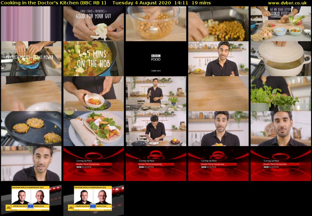 Cooking in the Doctor's Kitchen (BBC RB 1) Tuesday 4 August 2020 14:11 - 14:30