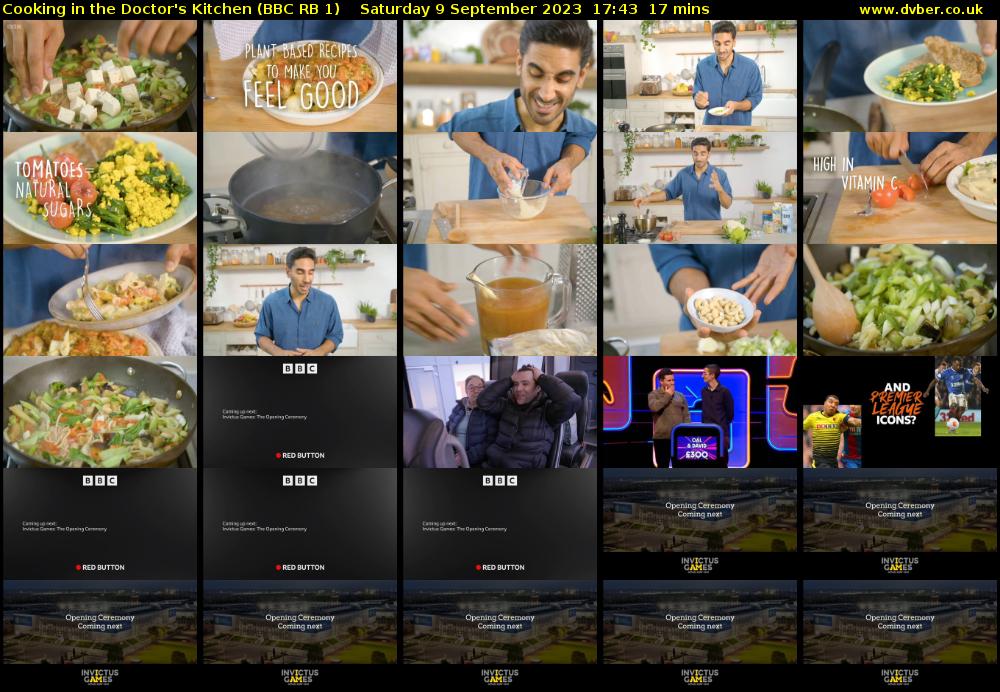 Cooking in the Doctor's Kitchen (BBC RB 1) Saturday 9 September 2023 17:43 - 18:00