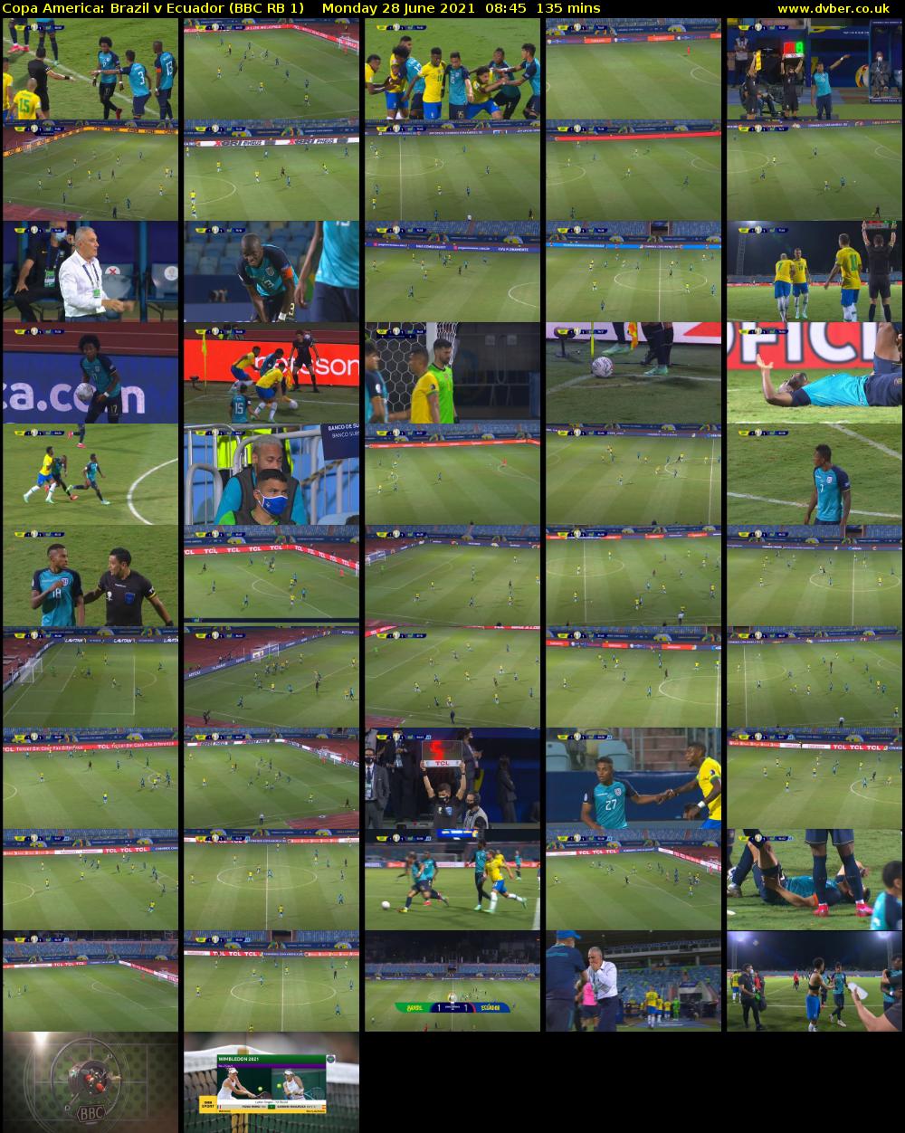 Copa America: Brazil v Ecuador (BBC RB 1) Monday 28 June 2021 08:45 - 11:00