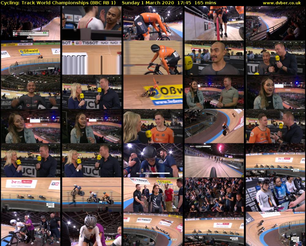 Cycling: Track World Championships (BBC RB 1) Sunday 1 March 2020 17:45 - 20:30