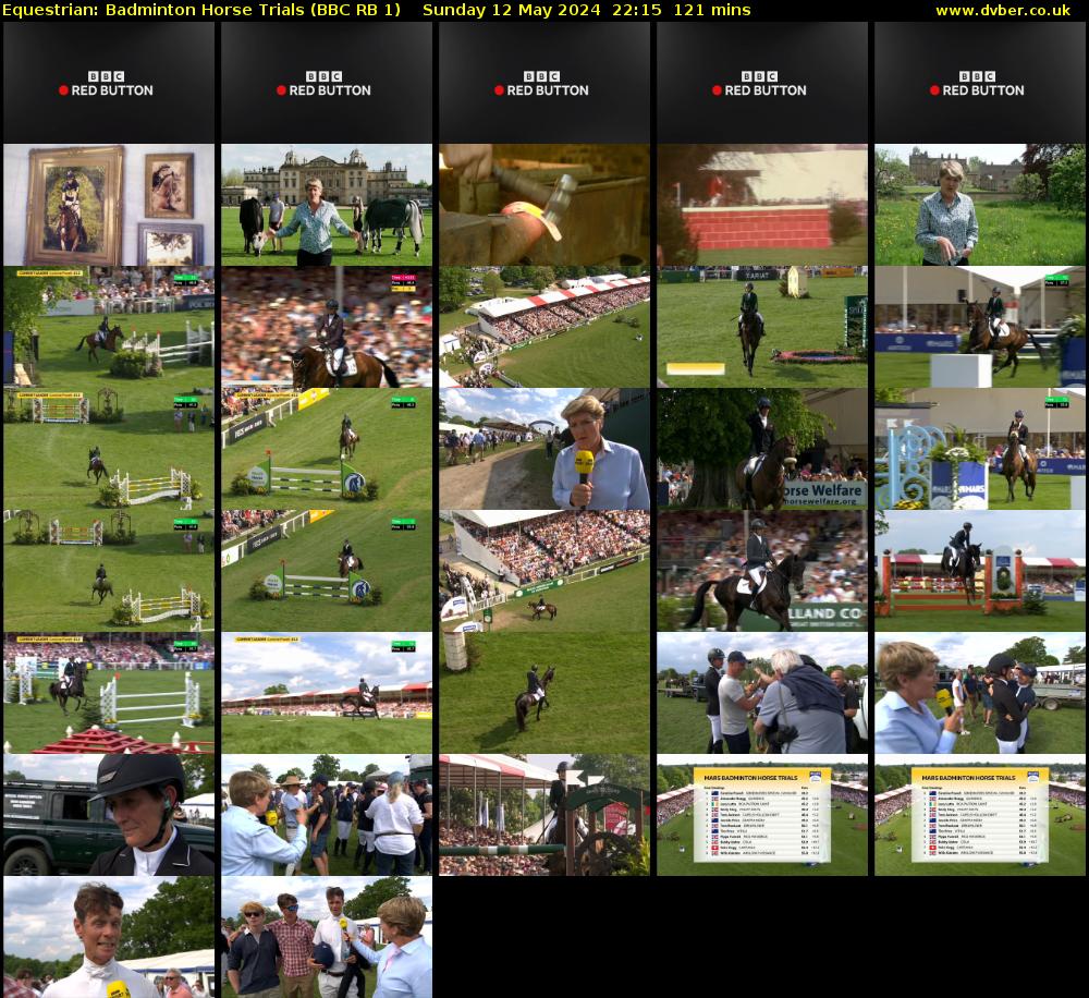 Equestrian: Badminton Horse Trials (BBC RB 1) Sunday 12 May 2024 22:15 - 00:16