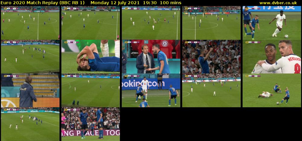 Euro 2020 Match Replay (BBC RB 1) Monday 12 July 2021 19:30 - 21:10
