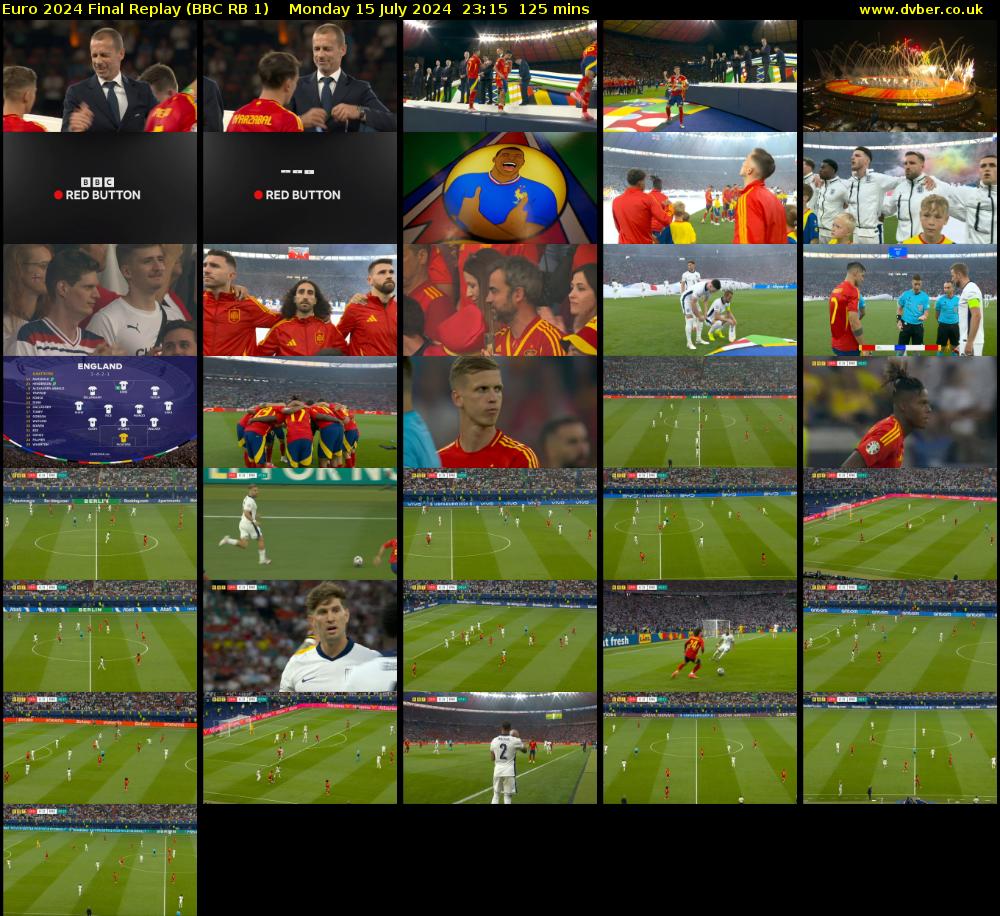 Euro 2024 Final Replay (BBC RB 1) Monday 15 July 2024 23:15 - 01:20