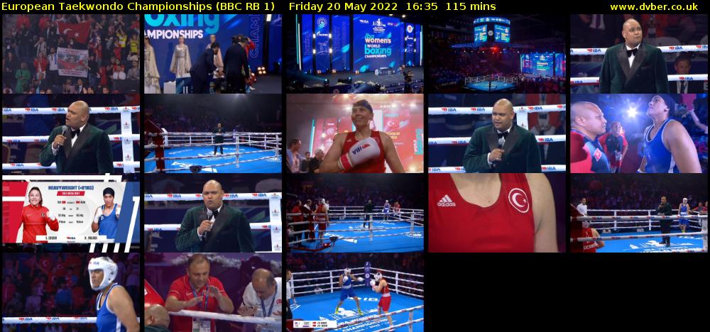 European Taekwondo Championships (BBC RB 1) Friday 20 May 2022 16:35 - 18:30