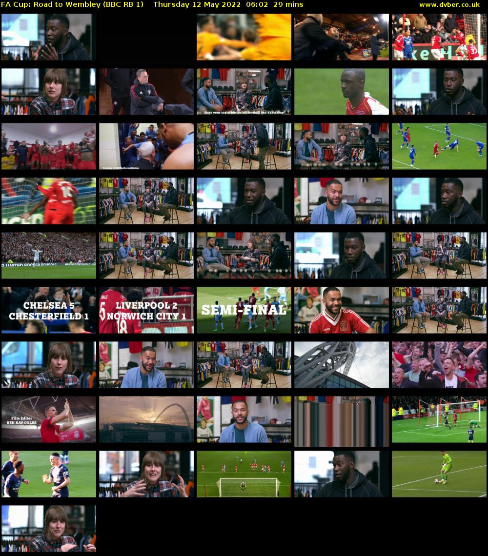 FA Cup: Road to Wembley (BBC RB 1) Thursday 12 May 2022 06:02 - 06:31