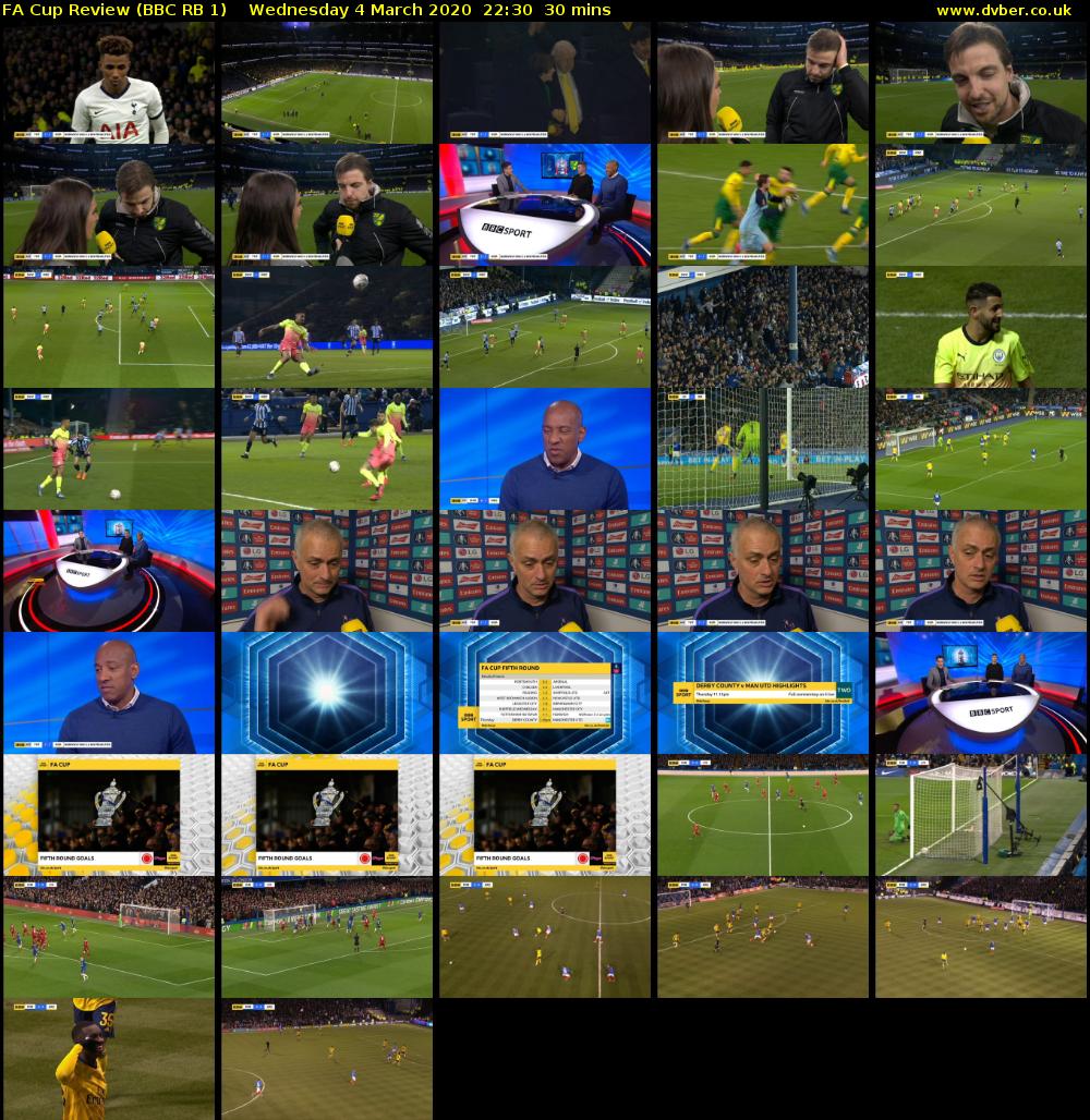 FA Cup Review (BBC RB 1) Wednesday 4 March 2020 22:30 - 23:00
