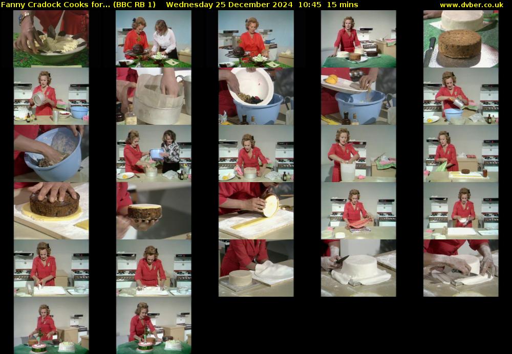 Fanny Cradock Cooks for... (BBC RB 1) Wednesday 25 December 2024 10:45 - 11:00