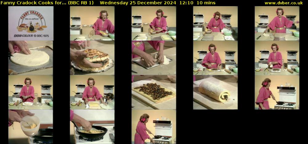Fanny Cradock Cooks for... (BBC RB 1) Wednesday 25 December 2024 12:10 - 12:20