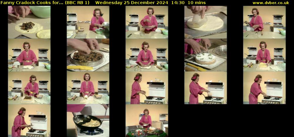 Fanny Cradock Cooks for... (BBC RB 1) Wednesday 25 December 2024 14:30 - 14:40