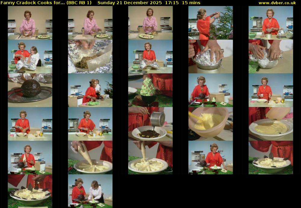 Fanny Cradock Cooks for... (BBC RB 1) Sunday 21 December 2025 17:15 - 17:30