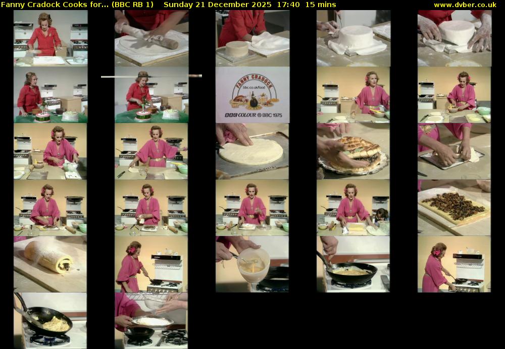 Fanny Cradock Cooks for... (BBC RB 1) Sunday 21 December 2025 17:40 - 17:55