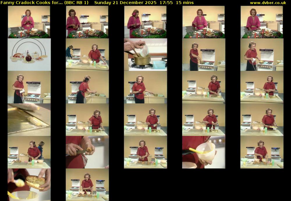 Fanny Cradock Cooks for... (BBC RB 1) Sunday 21 December 2025 17:55 - 18:10