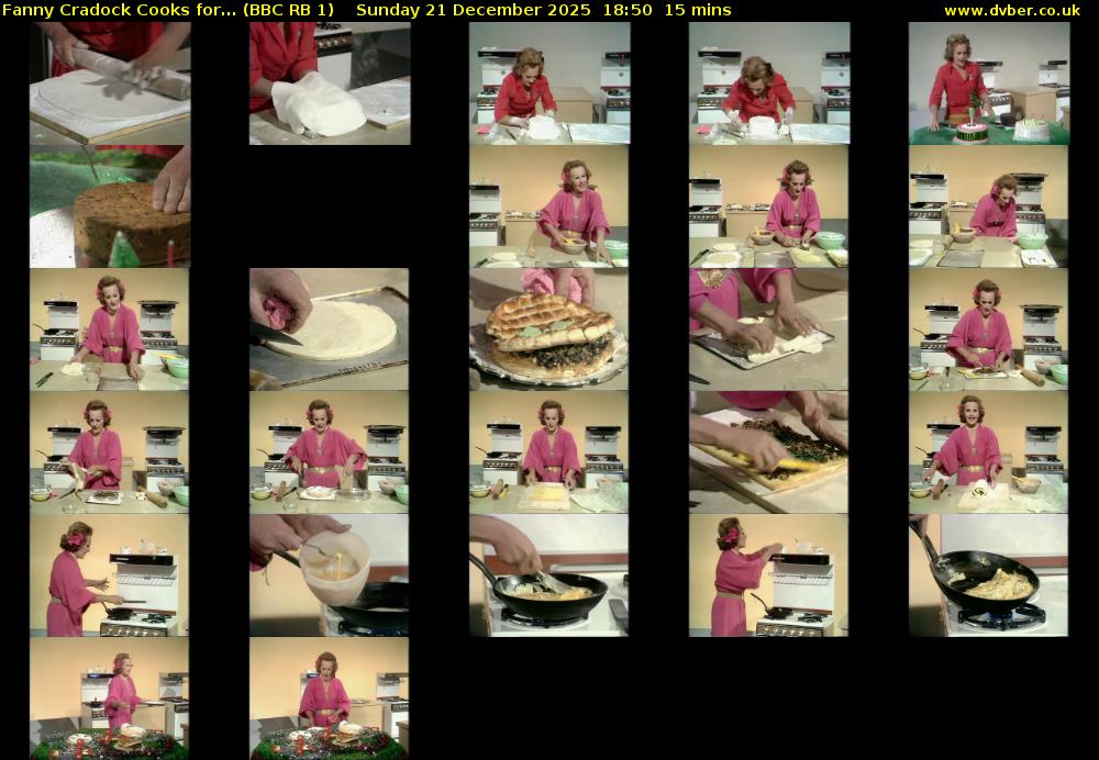 Fanny Cradock Cooks for... (BBC RB 1) Sunday 21 December 2025 18:50 - 19:05