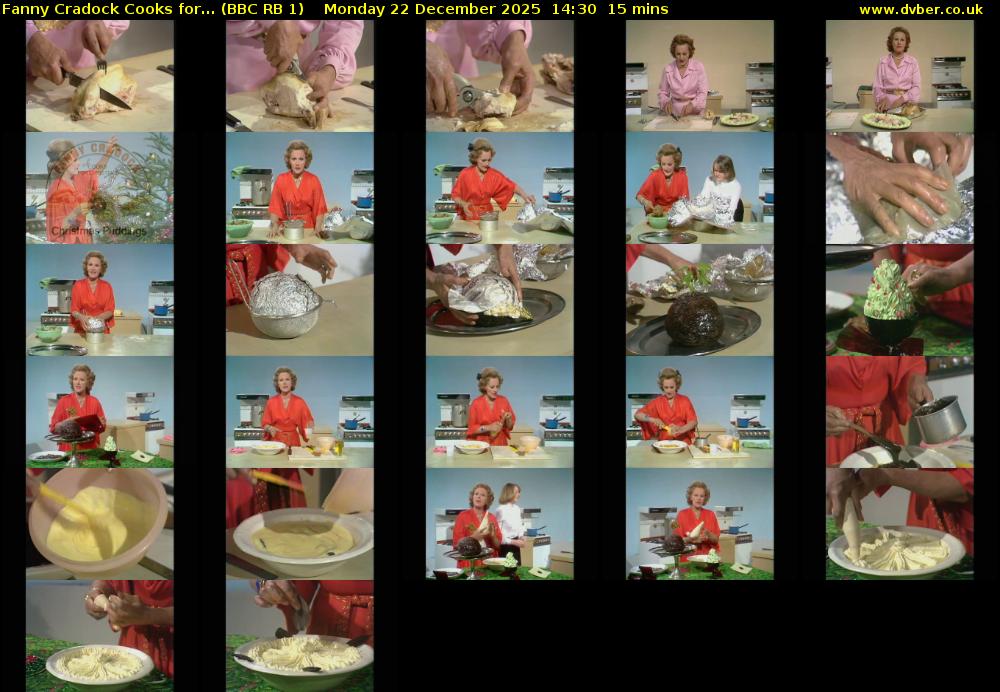 Fanny Cradock Cooks for... (BBC RB 1) Monday 22 December 2025 14:30 - 14:45