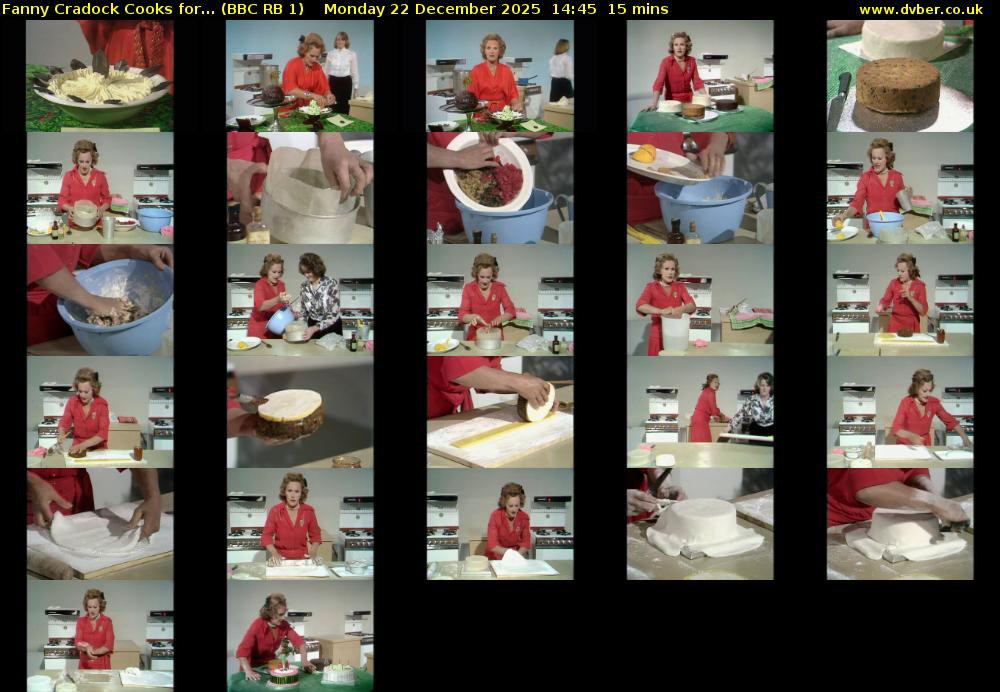 Fanny Cradock Cooks for... (BBC RB 1) Monday 22 December 2025 14:45 - 15:00