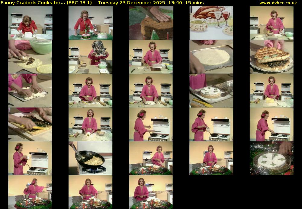 Fanny Cradock Cooks for... (BBC RB 1) Tuesday 23 December 2025 13:40 - 13:55