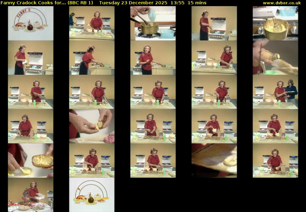 Fanny Cradock Cooks for... (BBC RB 1) Tuesday 23 December 2025 13:55 - 14:10