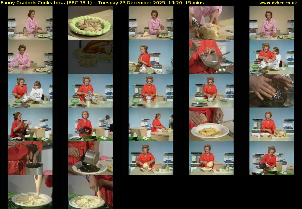 Fanny Cradock Cooks for... (BBC RB 1) Tuesday 23 December 2025 14:20 - 14:35