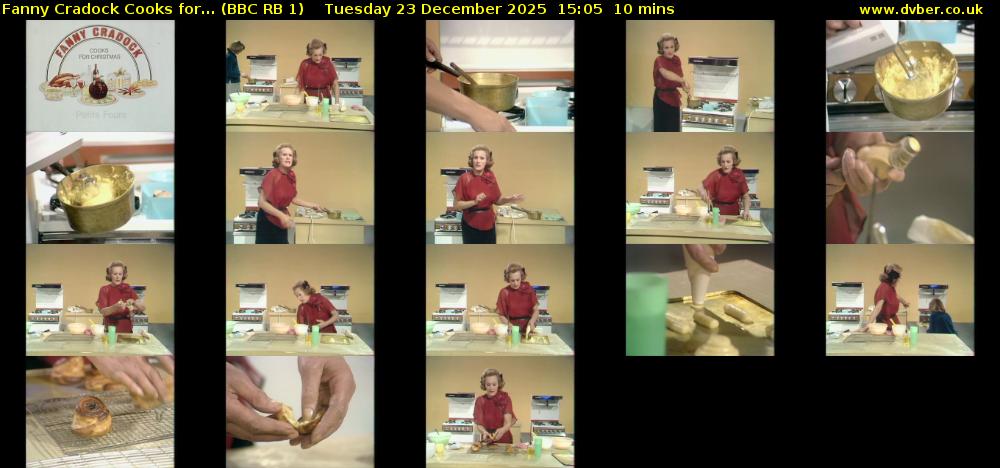 Fanny Cradock Cooks for... (BBC RB 1) Tuesday 23 December 2025 15:05 - 15:15