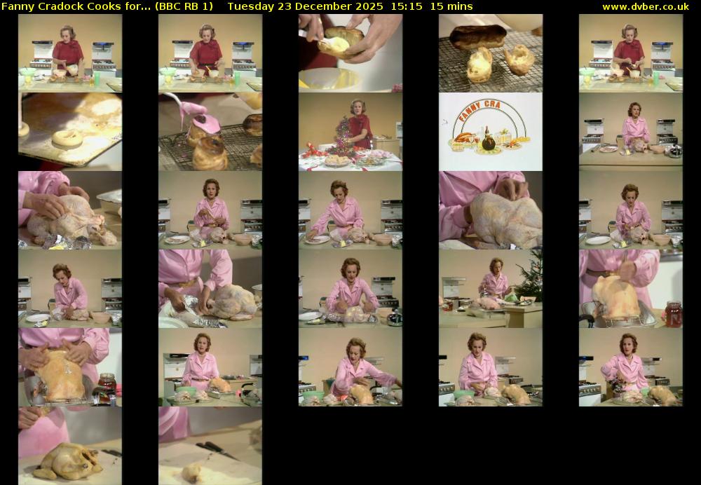 Fanny Cradock Cooks for... (BBC RB 1) Tuesday 23 December 2025 15:15 - 15:30