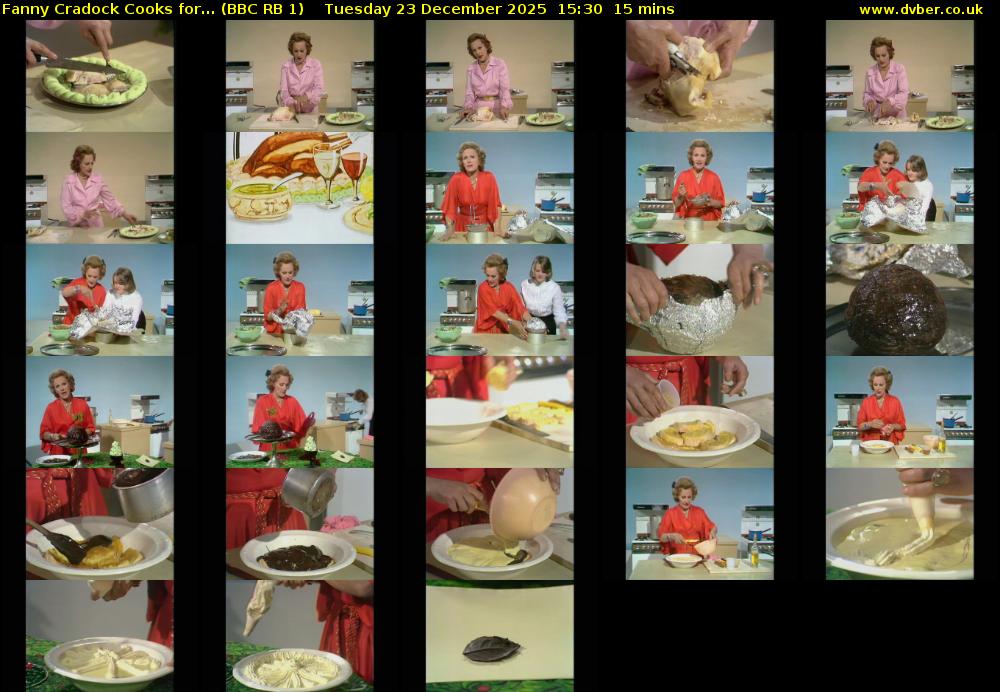 Fanny Cradock Cooks for... (BBC RB 1) Tuesday 23 December 2025 15:30 - 15:45