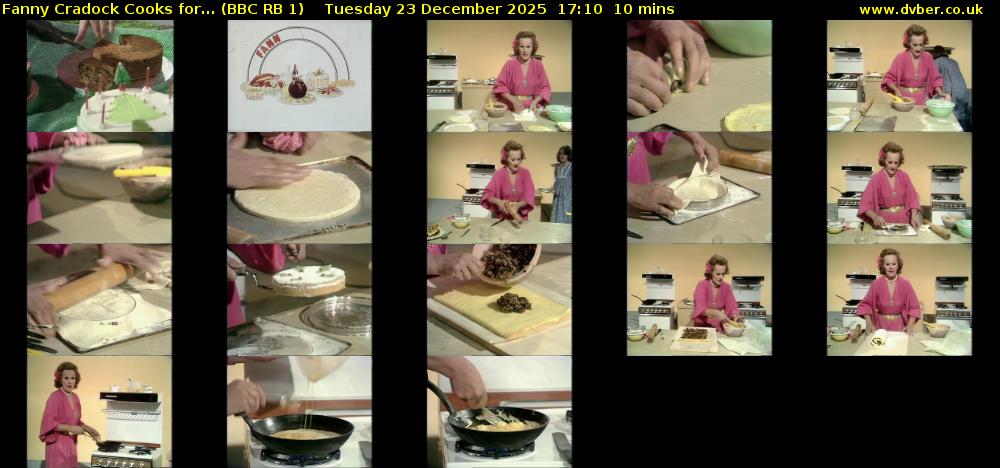 Fanny Cradock Cooks for... (BBC RB 1) Tuesday 23 December 2025 17:10 - 17:20