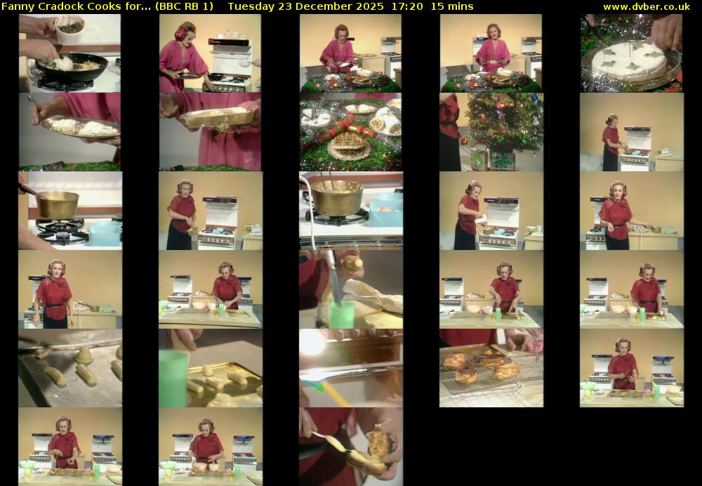 Fanny Cradock Cooks for... (BBC RB 1) Tuesday 23 December 2025 17:20 - 17:35
