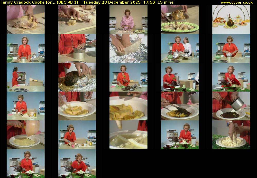 Fanny Cradock Cooks for... (BBC RB 1) Tuesday 23 December 2025 17:50 - 18:05