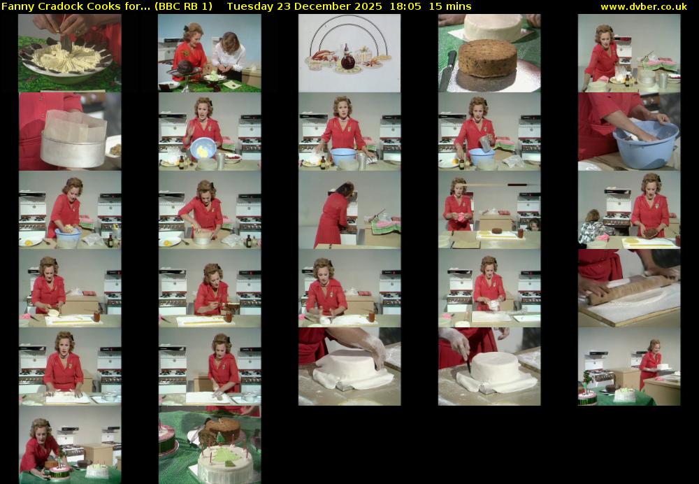 Fanny Cradock Cooks for... (BBC RB 1) Tuesday 23 December 2025 18:05 - 18:20
