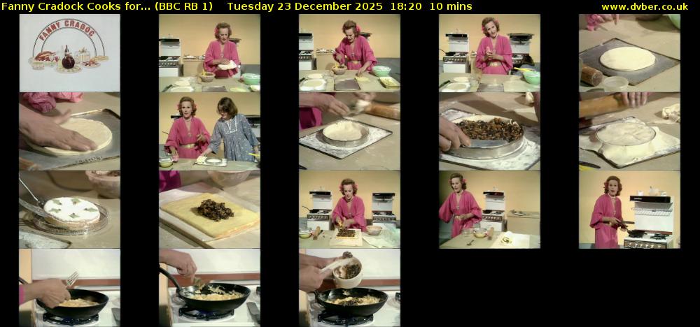 Fanny Cradock Cooks for... (BBC RB 1) Tuesday 23 December 2025 18:20 - 18:30