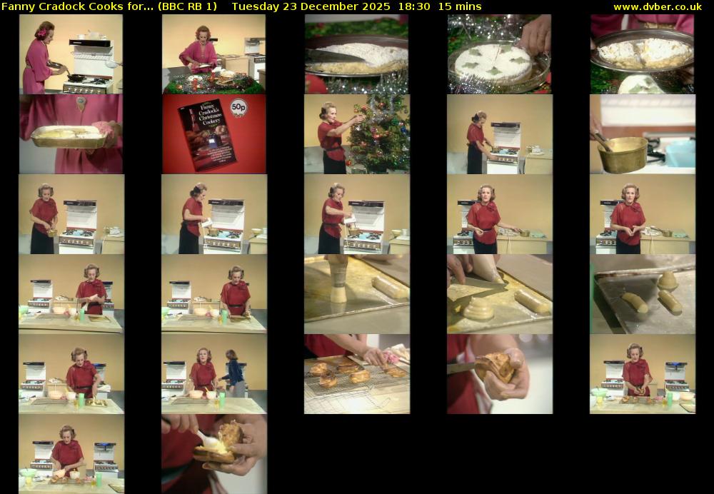 Fanny Cradock Cooks for... (BBC RB 1) Tuesday 23 December 2025 18:30 - 18:45