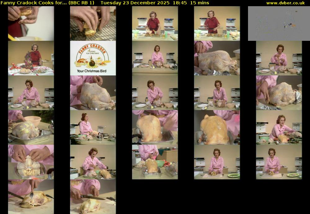 Fanny Cradock Cooks for... (BBC RB 1) Tuesday 23 December 2025 18:45 - 19:00