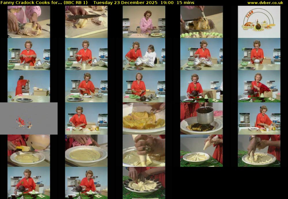 Fanny Cradock Cooks for... (BBC RB 1) Tuesday 23 December 2025 19:00 - 19:15