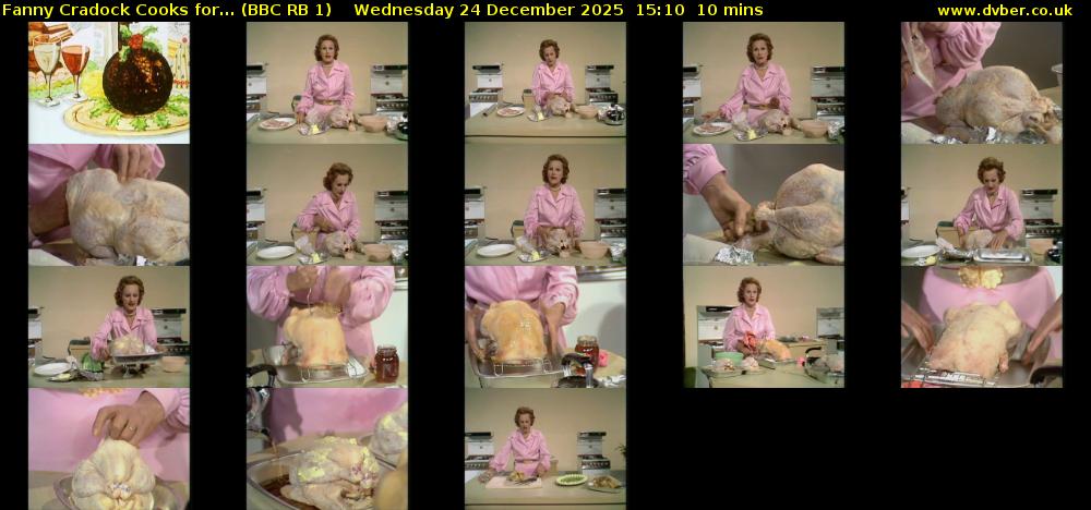 Fanny Cradock Cooks for... (BBC RB 1) Wednesday 24 December 2025 15:10 - 15:20