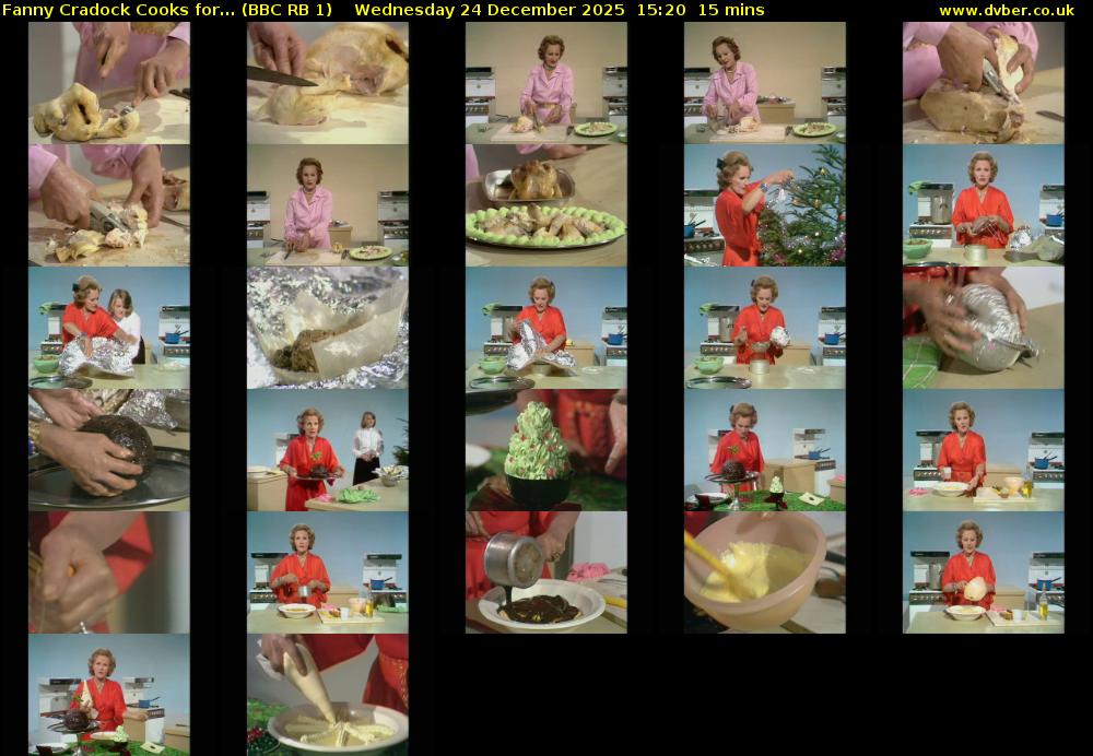 Fanny Cradock Cooks for... (BBC RB 1) Wednesday 24 December 2025 15:20 - 15:35