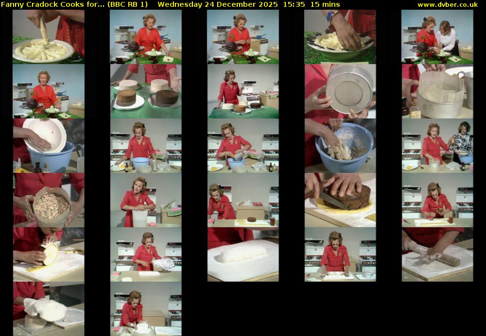 Fanny Cradock Cooks for... (BBC RB 1) Wednesday 24 December 2025 15:35 - 15:50