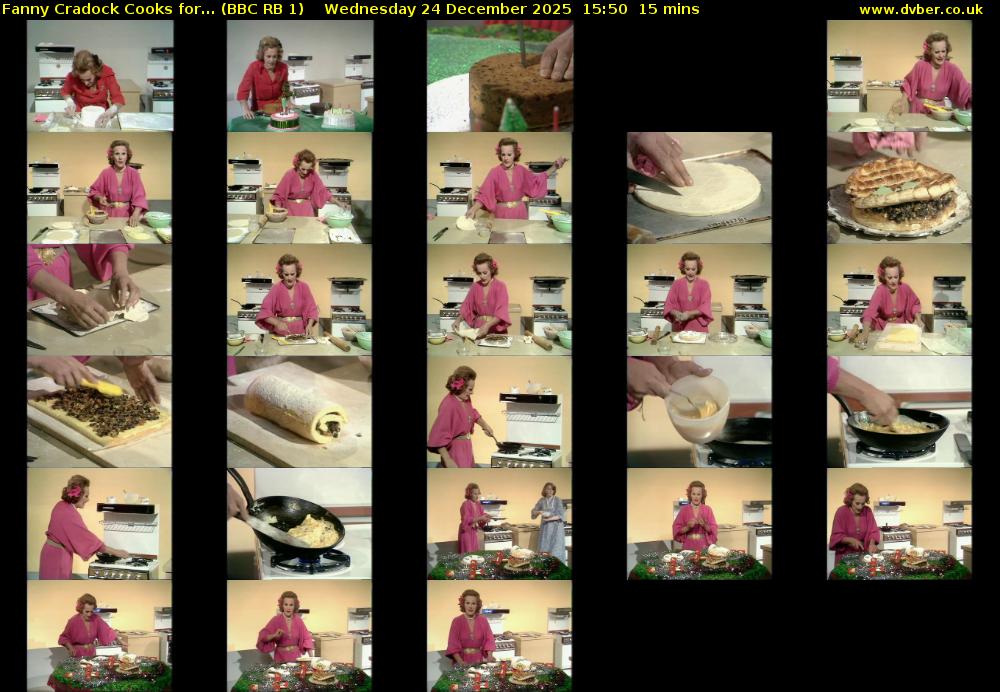 Fanny Cradock Cooks for... (BBC RB 1) Wednesday 24 December 2025 15:50 - 16:05