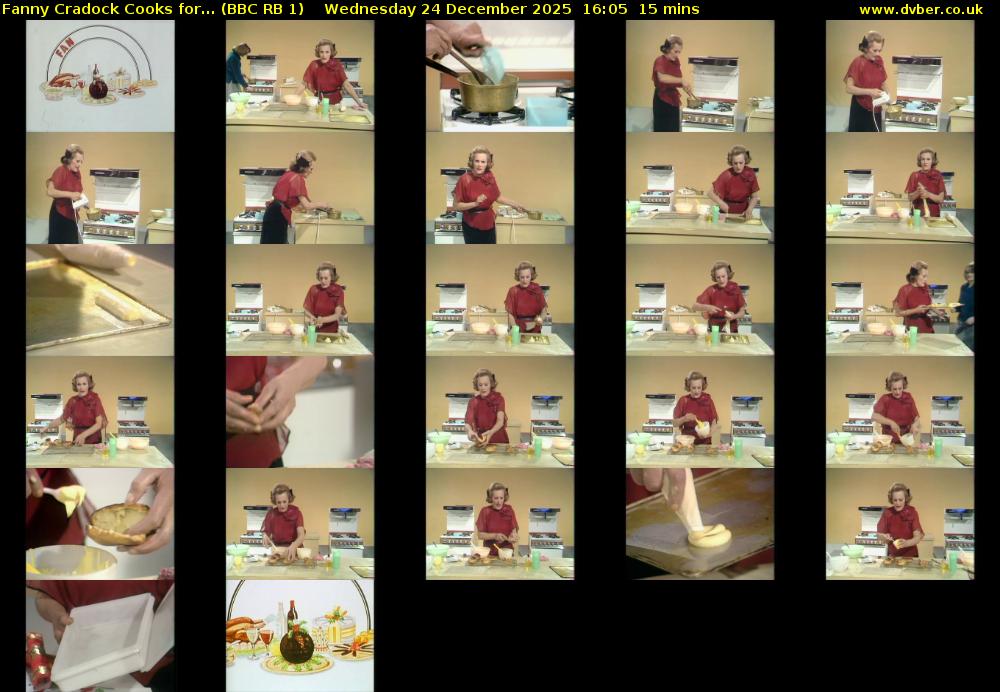 Fanny Cradock Cooks for... (BBC RB 1) Wednesday 24 December 2025 16:05 - 16:20