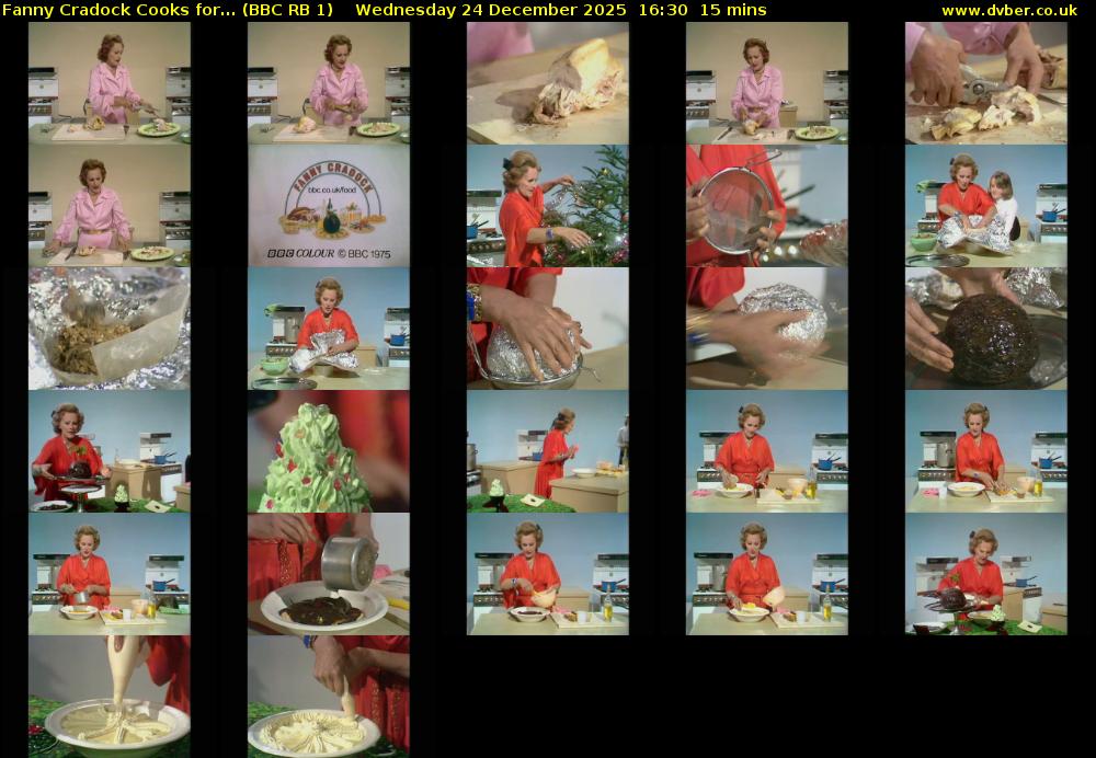 Fanny Cradock Cooks for... (BBC RB 1) Wednesday 24 December 2025 16:30 - 16:45