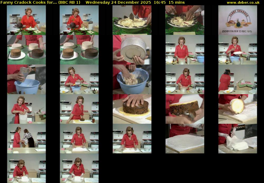 Fanny Cradock Cooks for... (BBC RB 1) Wednesday 24 December 2025 16:45 - 17:00