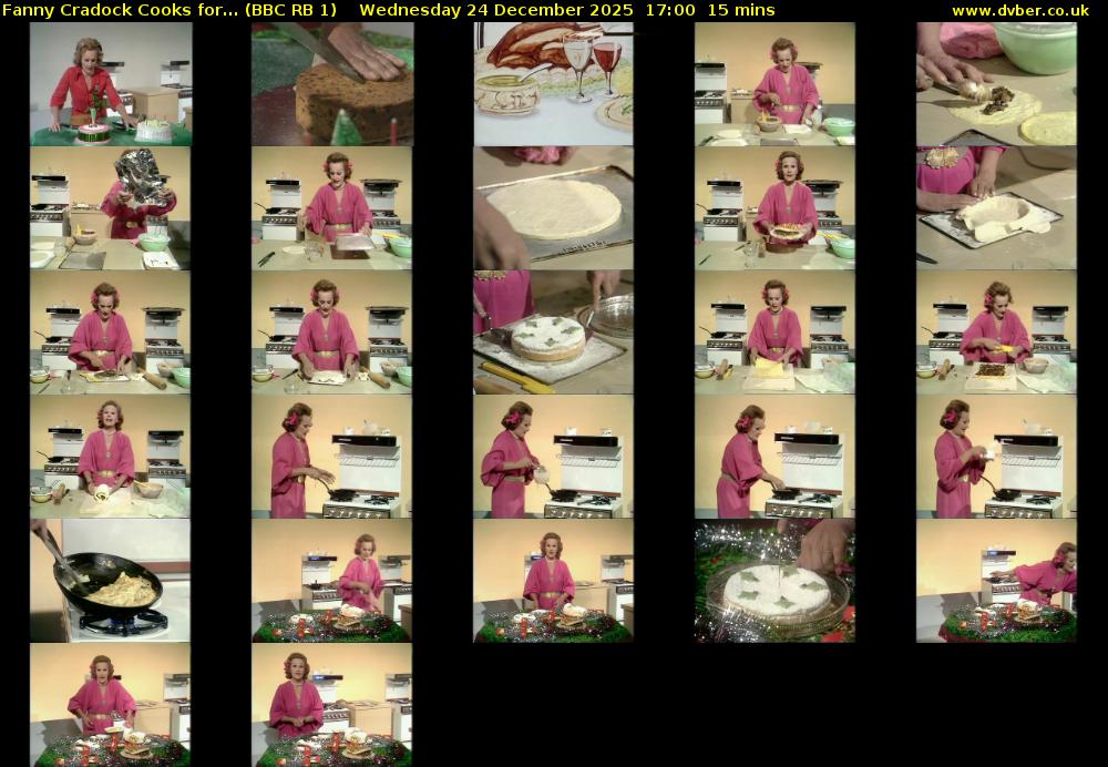 Fanny Cradock Cooks for... (BBC RB 1) Wednesday 24 December 2025 17:00 - 17:15