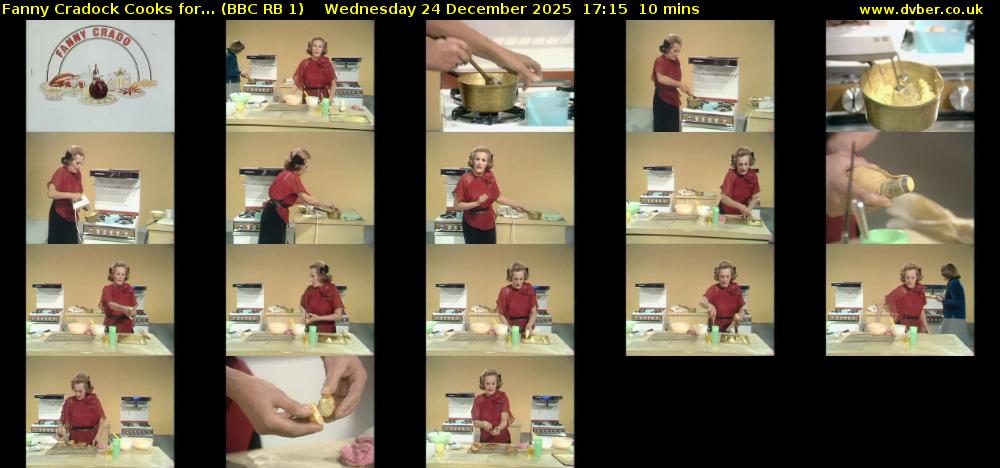 Fanny Cradock Cooks for... (BBC RB 1) Wednesday 24 December 2025 17:15 - 17:25