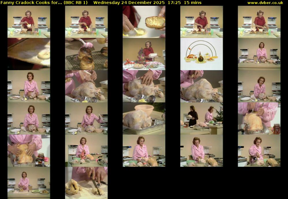 Fanny Cradock Cooks for... (BBC RB 1) Wednesday 24 December 2025 17:25 - 17:40