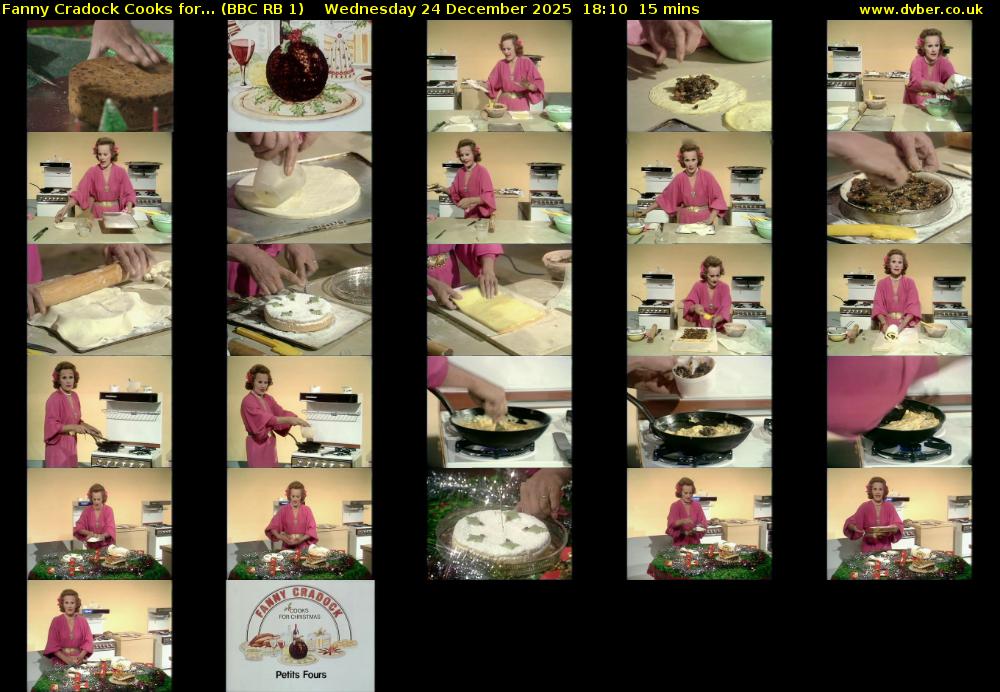 Fanny Cradock Cooks for... (BBC RB 1) Wednesday 24 December 2025 18:10 - 18:25