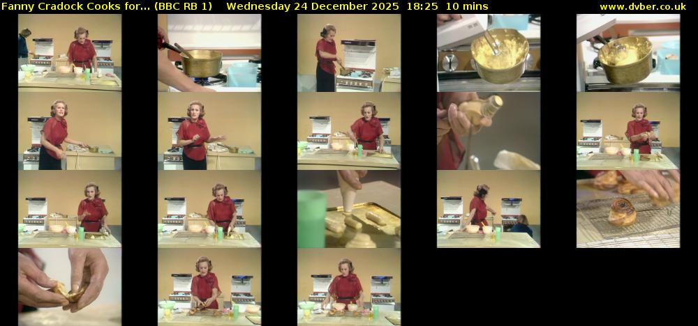 Fanny Cradock Cooks for... (BBC RB 1) Wednesday 24 December 2025 18:25 - 18:35