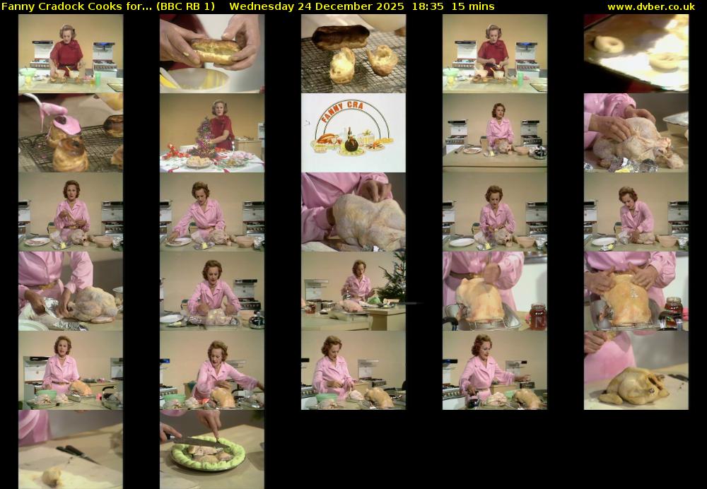 Fanny Cradock Cooks for... (BBC RB 1) Wednesday 24 December 2025 18:35 - 18:50