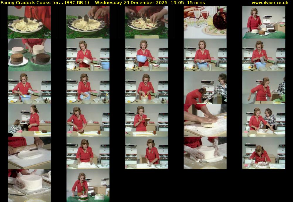 Fanny Cradock Cooks for... (BBC RB 1) Wednesday 24 December 2025 19:05 - 19:20