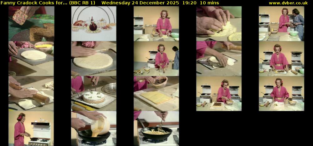 Fanny Cradock Cooks for... (BBC RB 1) Wednesday 24 December 2025 19:20 - 19:30