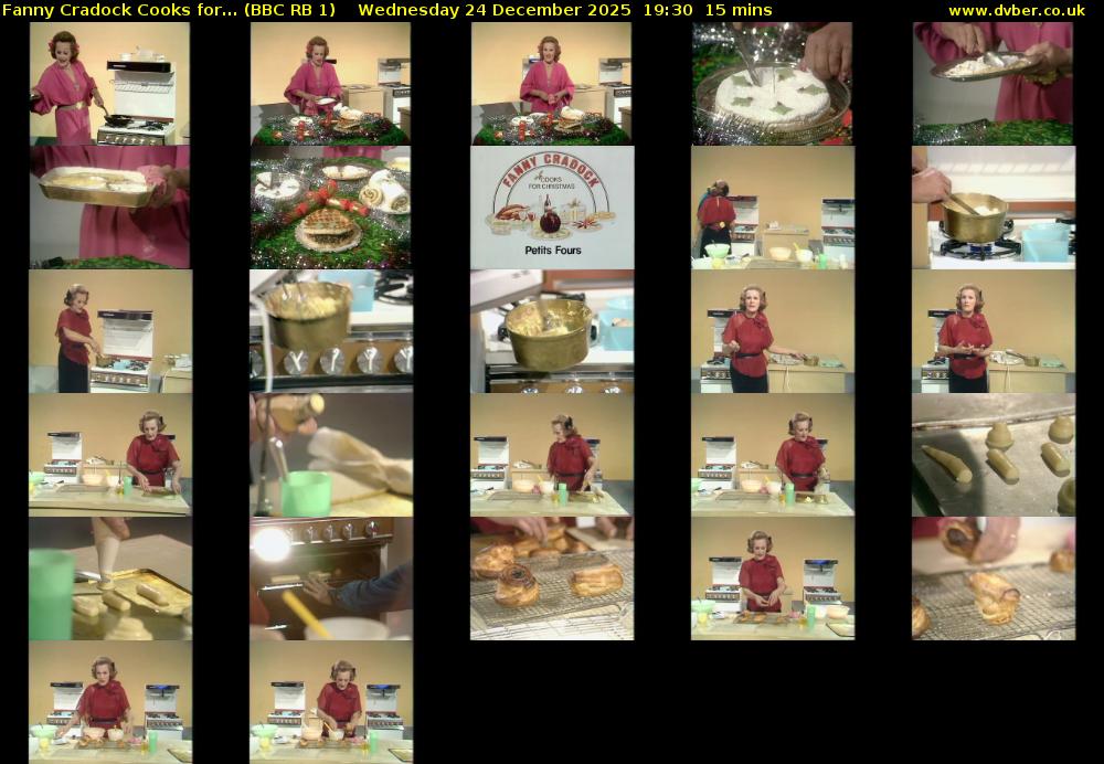 Fanny Cradock Cooks for... (BBC RB 1) Wednesday 24 December 2025 19:30 - 19:45